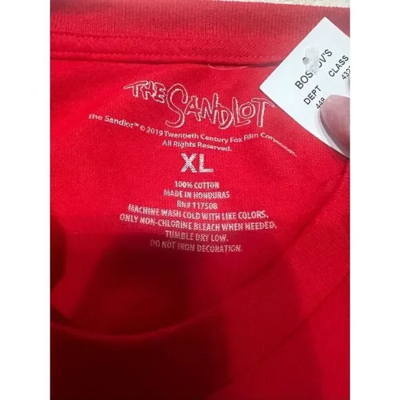 The Sandlot Your Killing Me Smalls Tee Shirt Red Sz XL NWT - Picture 3 of 5